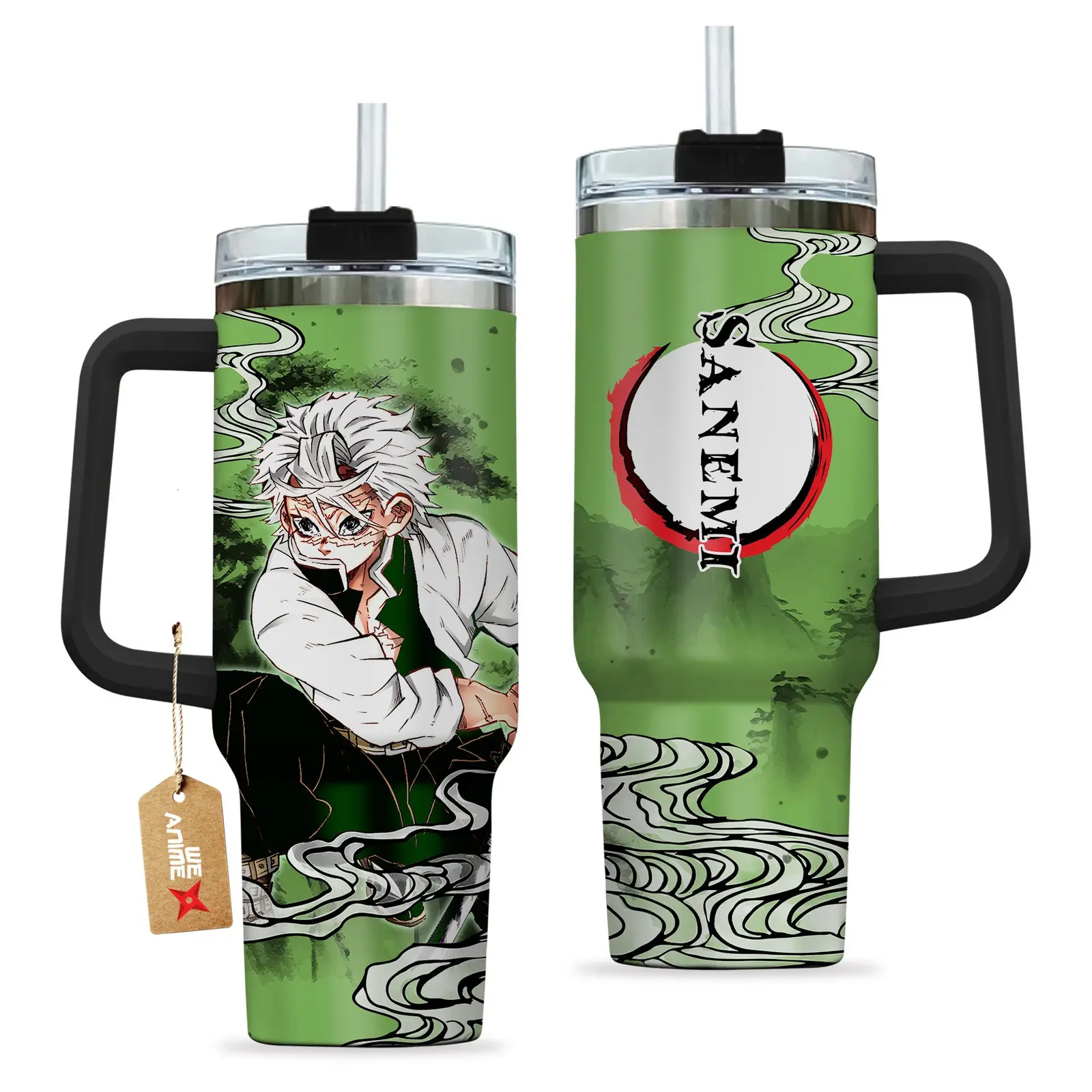 Sanemi Shinazugawa Kimestu no Yaiba Demon Slayer  Anime Custom Quencher  40oz Stainless Steel Tumbler With Handle HG
