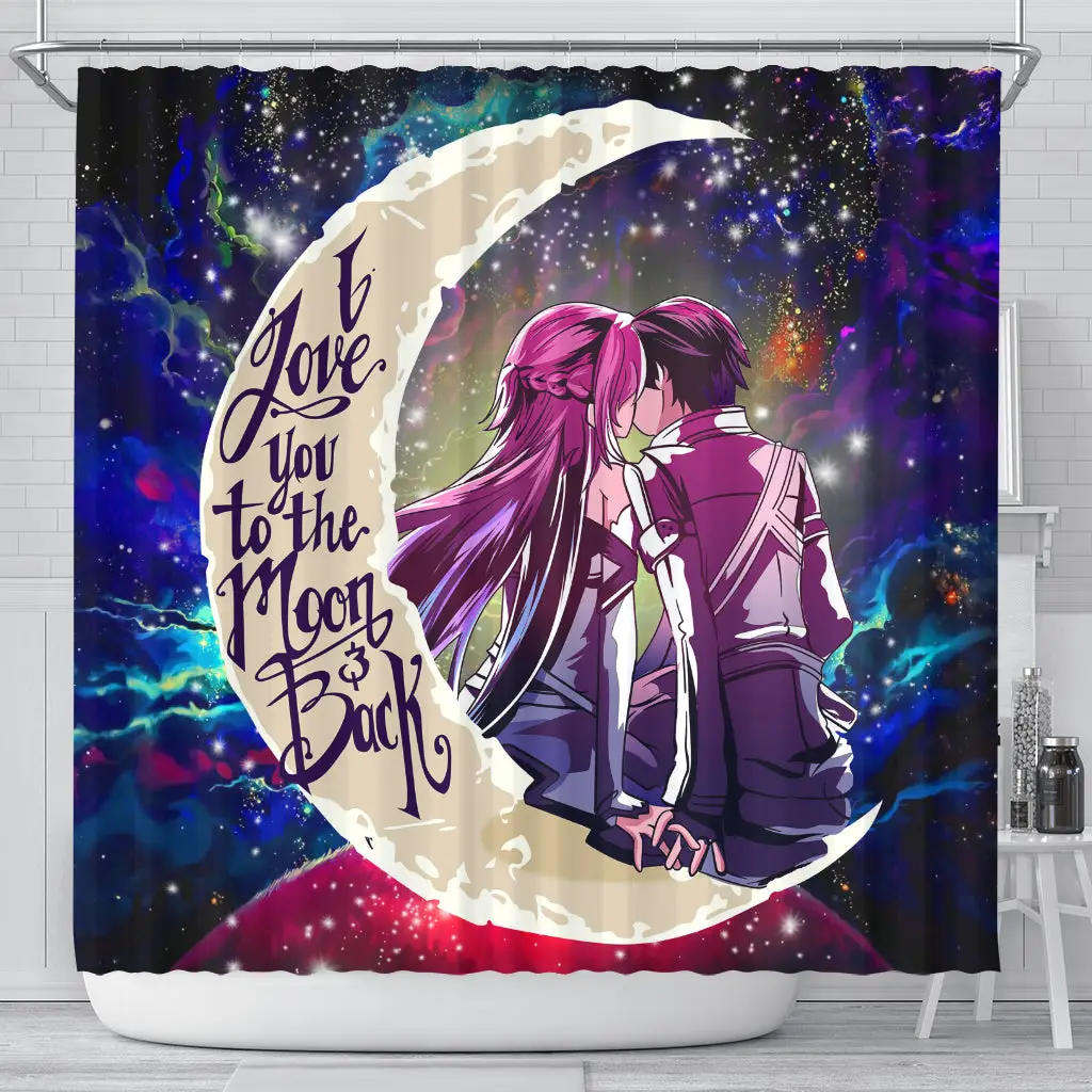 Sao Sword Art Online Asuna Kirito Love You To The Moon Galaxy Shower Curtain
