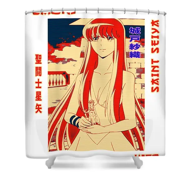 Saori Vintage Saint Seiya Shower Curtain | Anime Shower Curtains