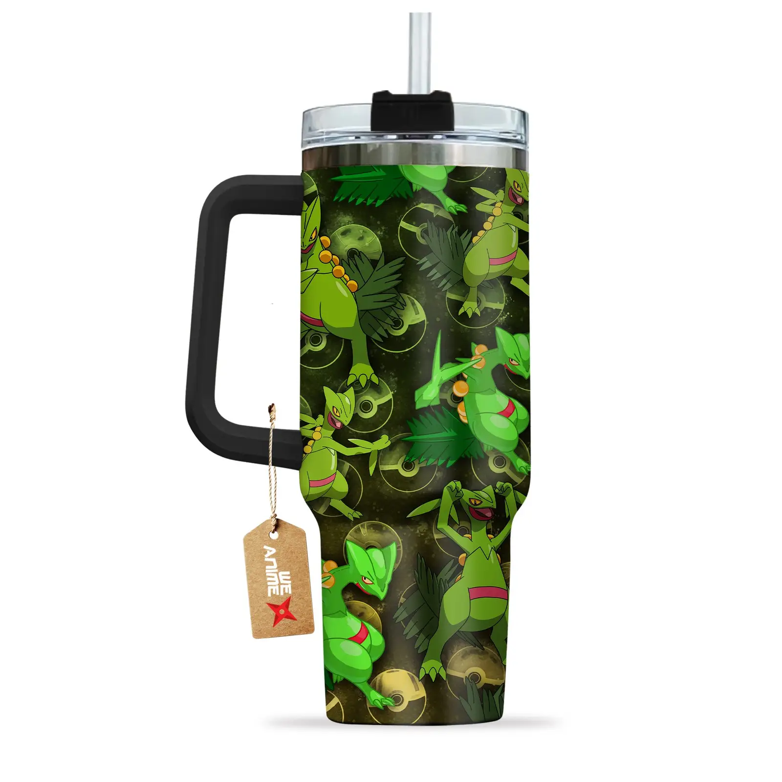 Sceptile Pokemon Anime Custom Quencher  40oz Stainless Steel Tumbler With Handle HG