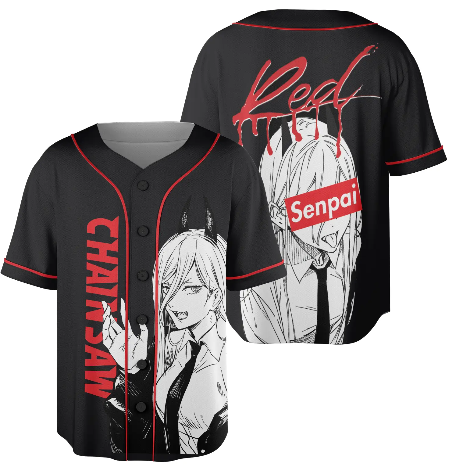 Senpai - Chainsaw Man Baseball Jersey, Anime Jersey - Benietee Shop