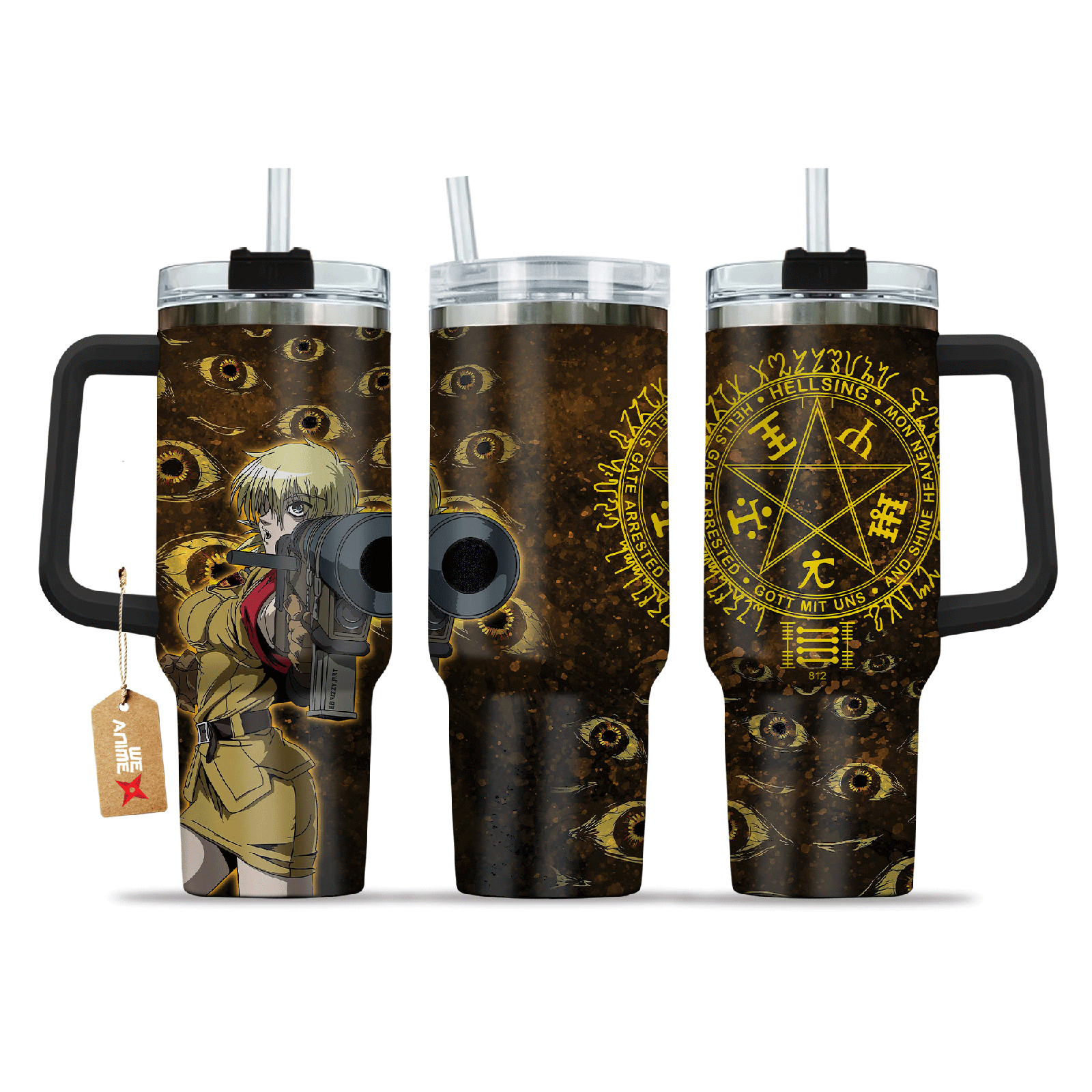 Seras Victoria Hellsing Anime Custom  40oz Quencher Stainless Steel Tumbler With Handle, Best Gift Idea NVA