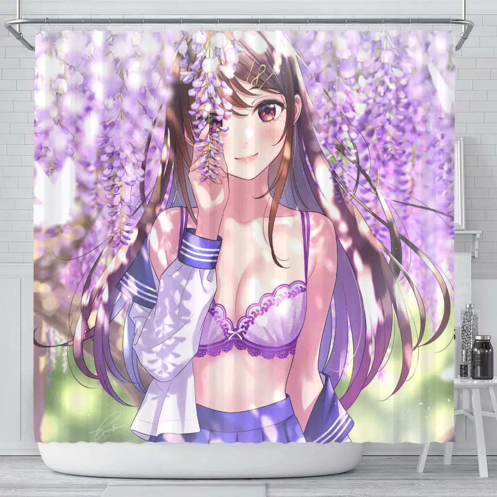 Sexy Anime Girl Under Tree Shower Curtain