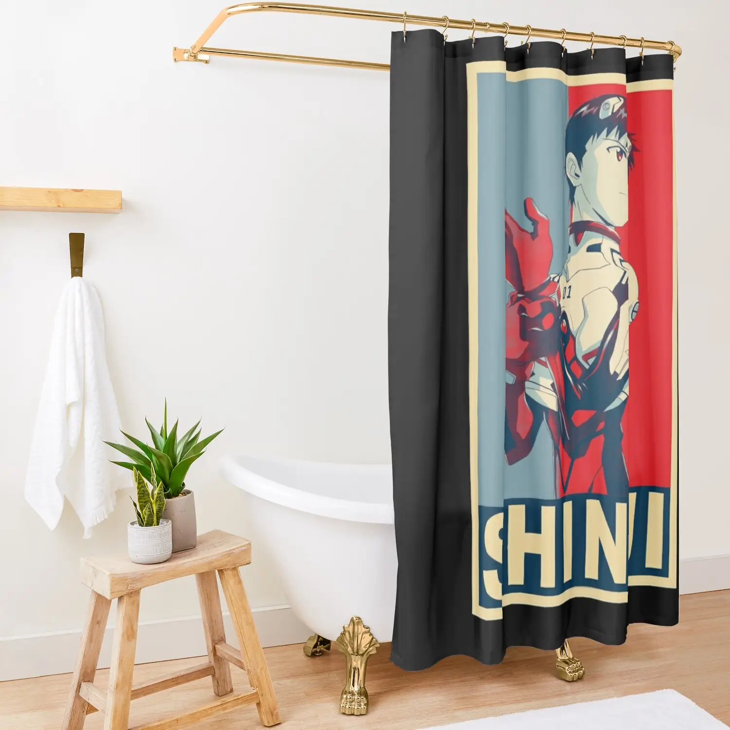 Shinji Ikari Poster Shower Curtain Anime Shop