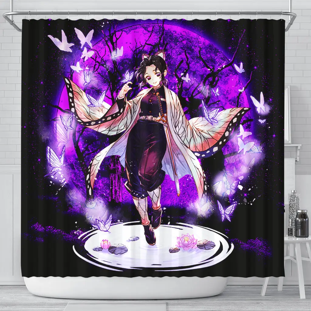 Shinobu Demon Slayer Anime Moonlight Shower Curtain