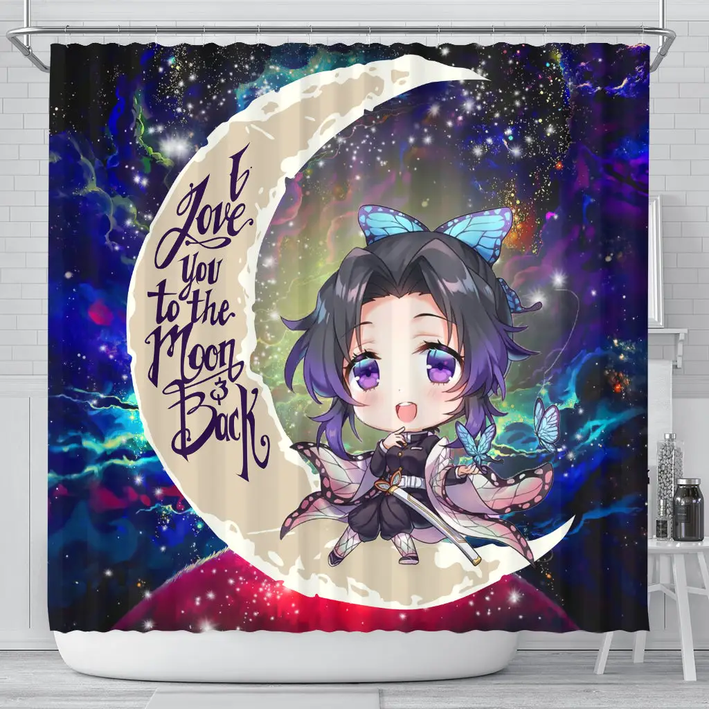Shinobu Demon Slayer Love You To The Moon Galaxy Shower Curtain