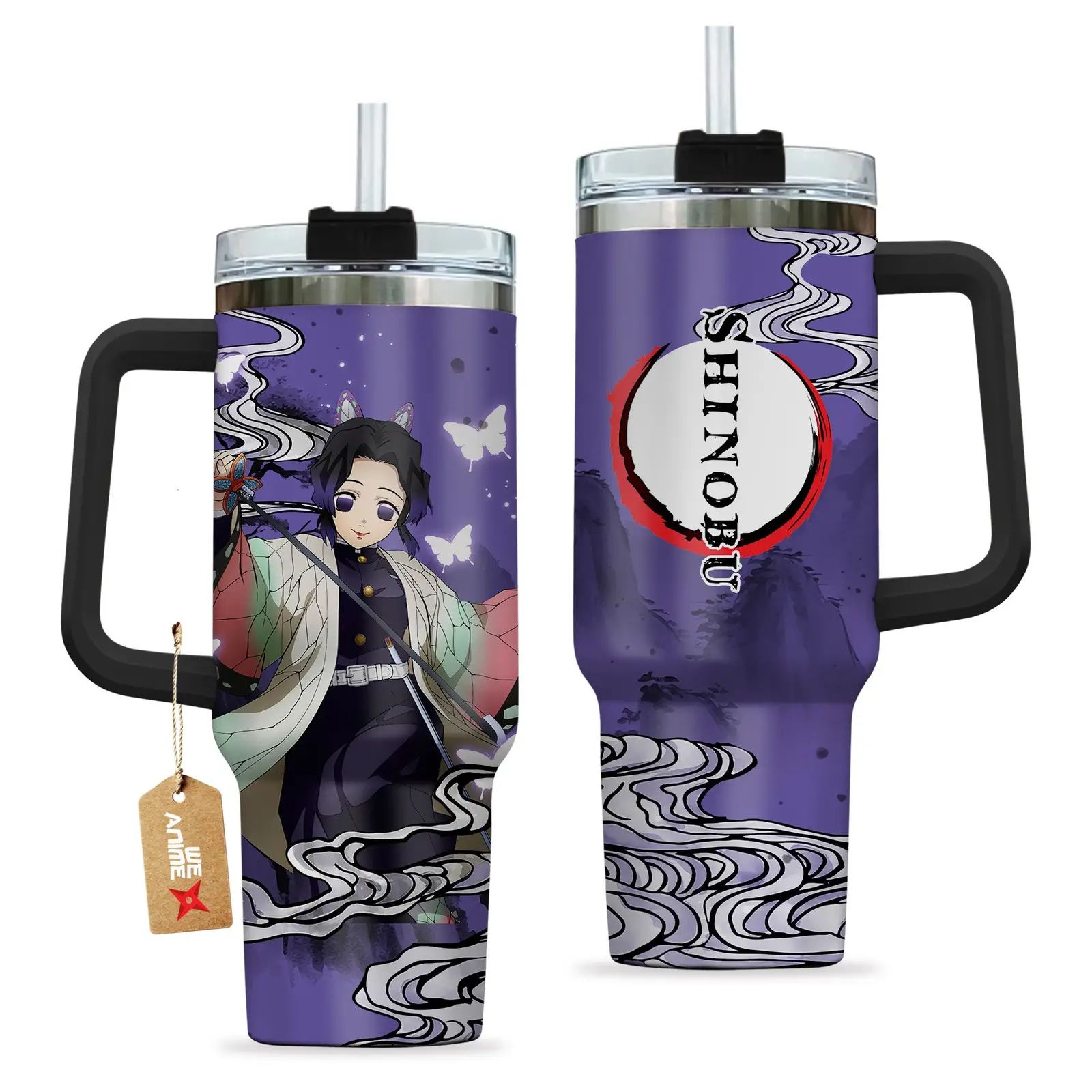 Shinobu Kocho Kimestu no Yaiba Demon Slayer  Anime Custom Quencher  40oz Stainless Steel Tumbler With Handle HG
