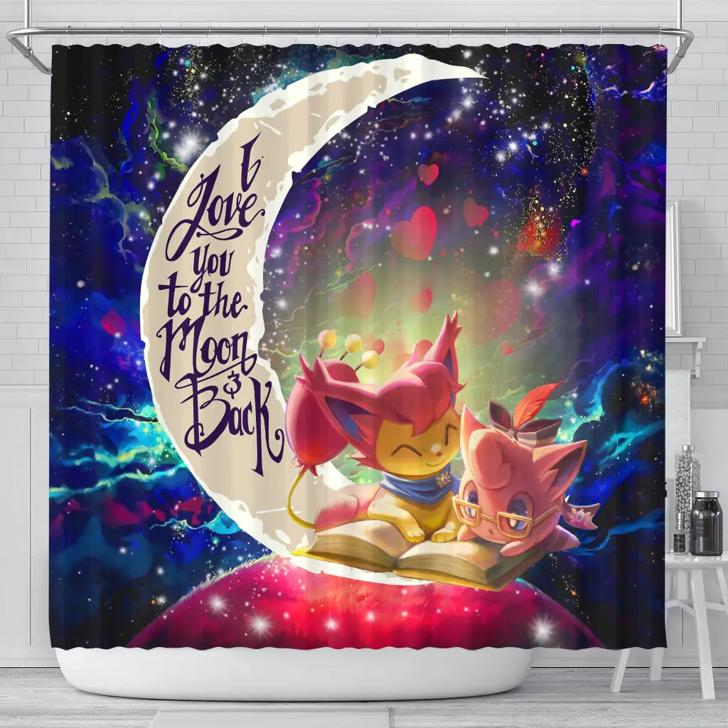 Skitty And Jigglypuff Love You To The Moon Galaxy Shower Curtain