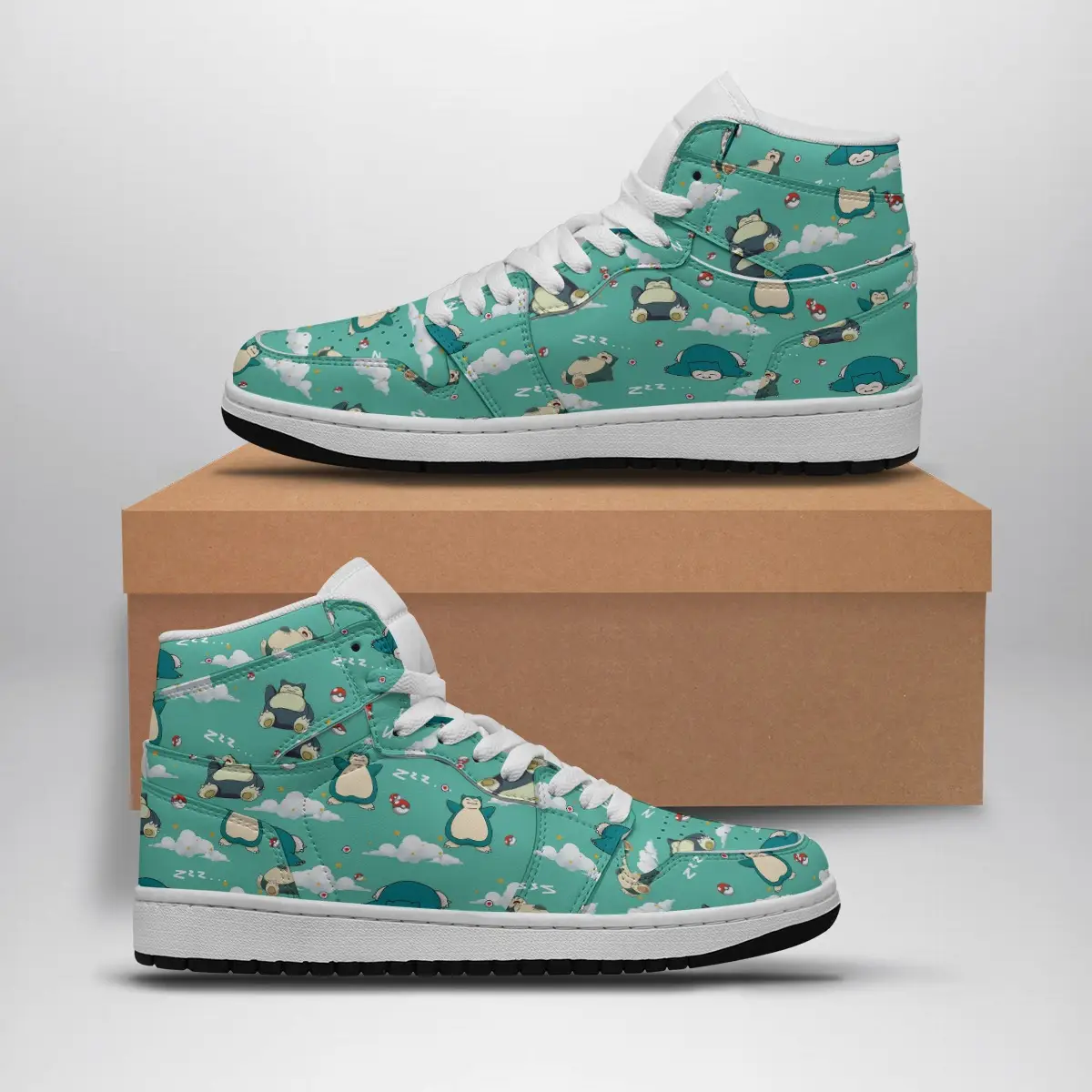 Snorlax Pattern Pokemon Air Jordan 1 Shoes