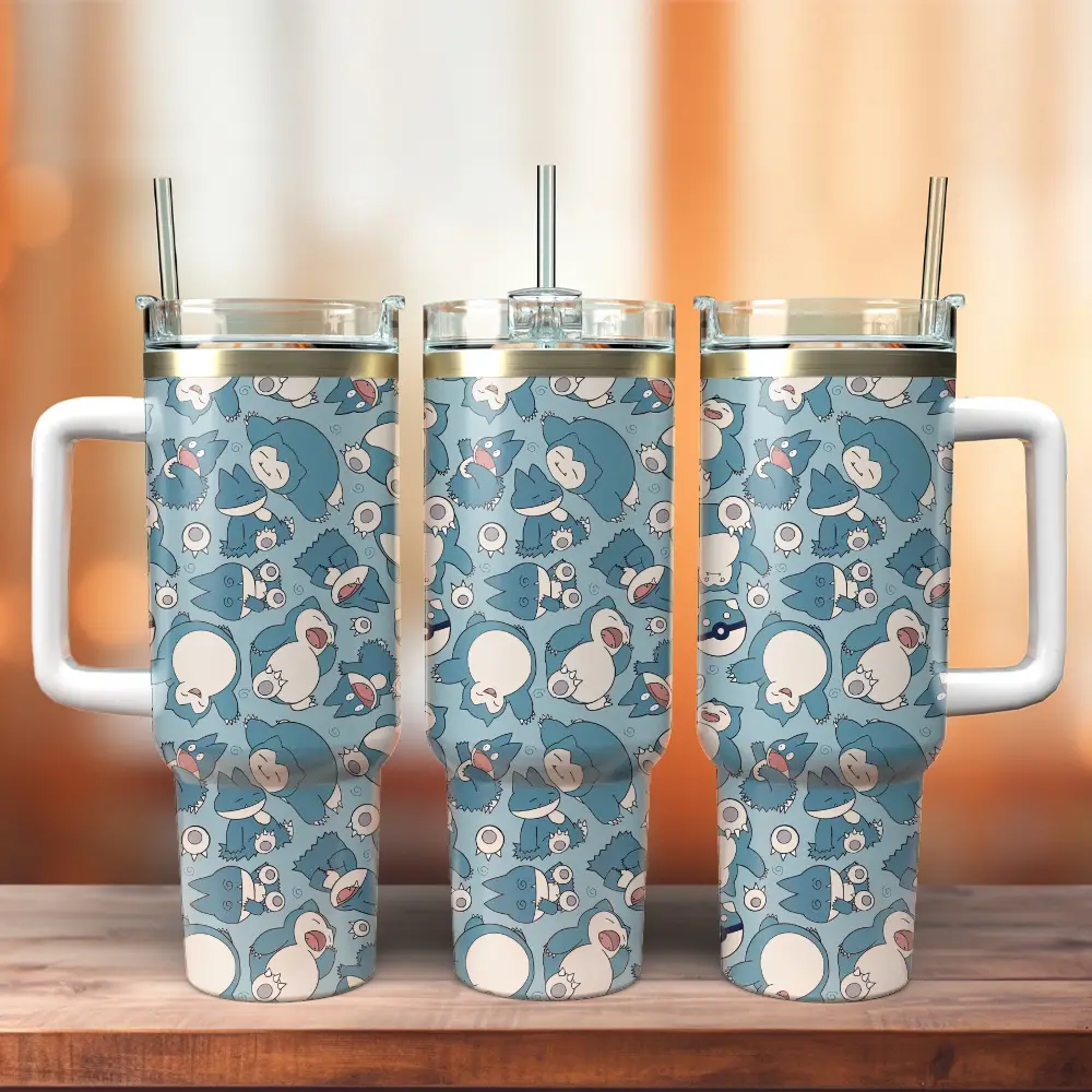 Snorlax Pokemon Anime Christmas Custom  Quencher  40oz Stainless Steel  Tumbler HG