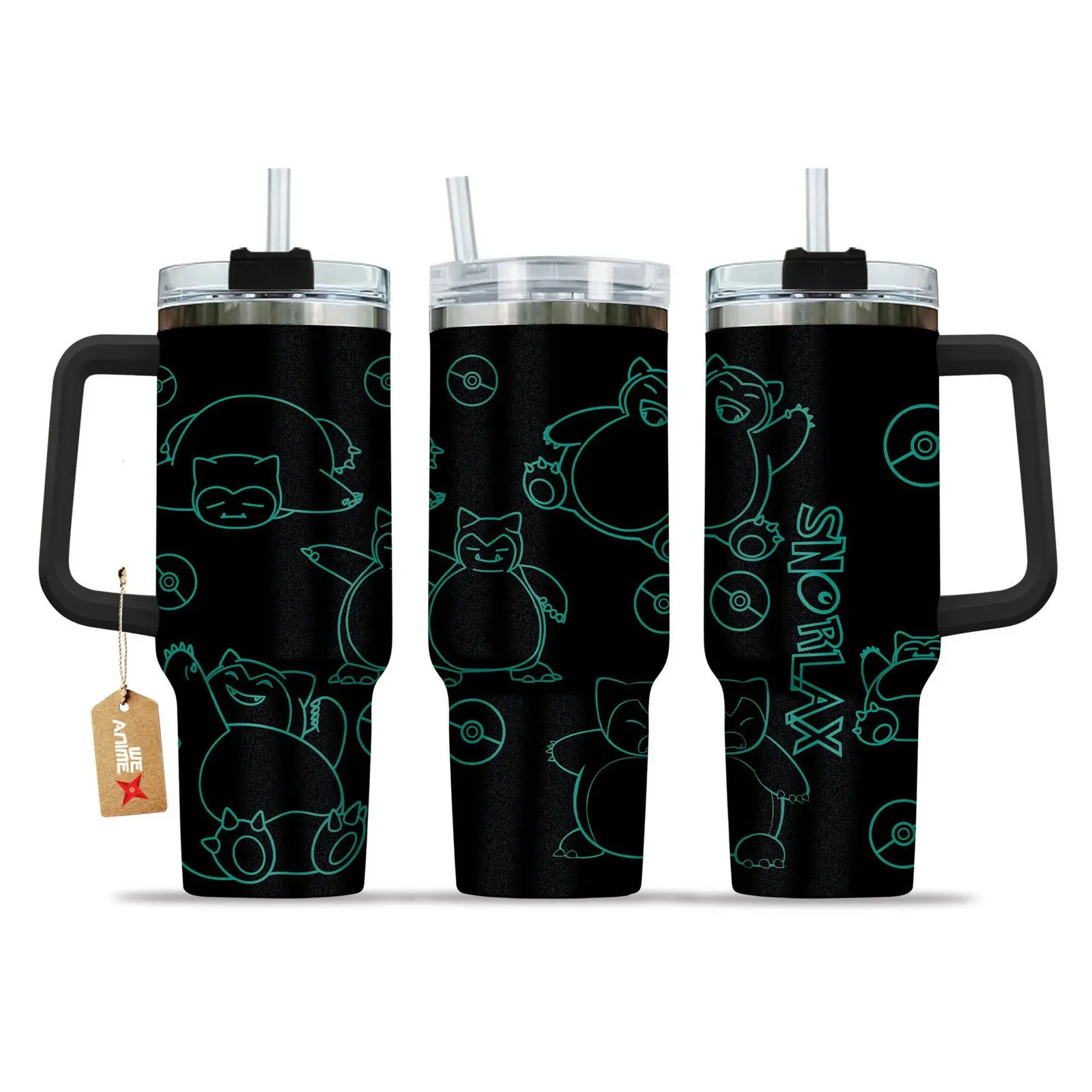Snorlax Pokemon Anime  Custom Quencher  40oz Stainless Steel Tumbler With Handle HG