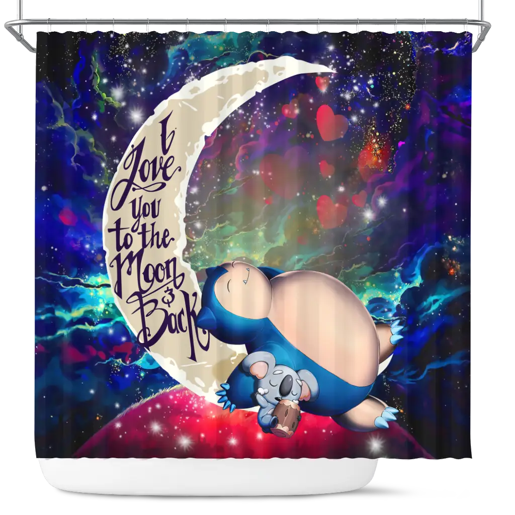 Snorlax Sleep Love You To The Moon Galaxy Shower Curtain