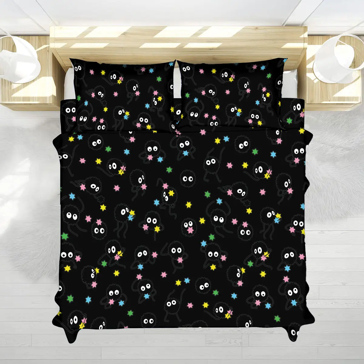 Soot Sprites Star Pattern Bed Set – Studio Ghibli Anime Bedding