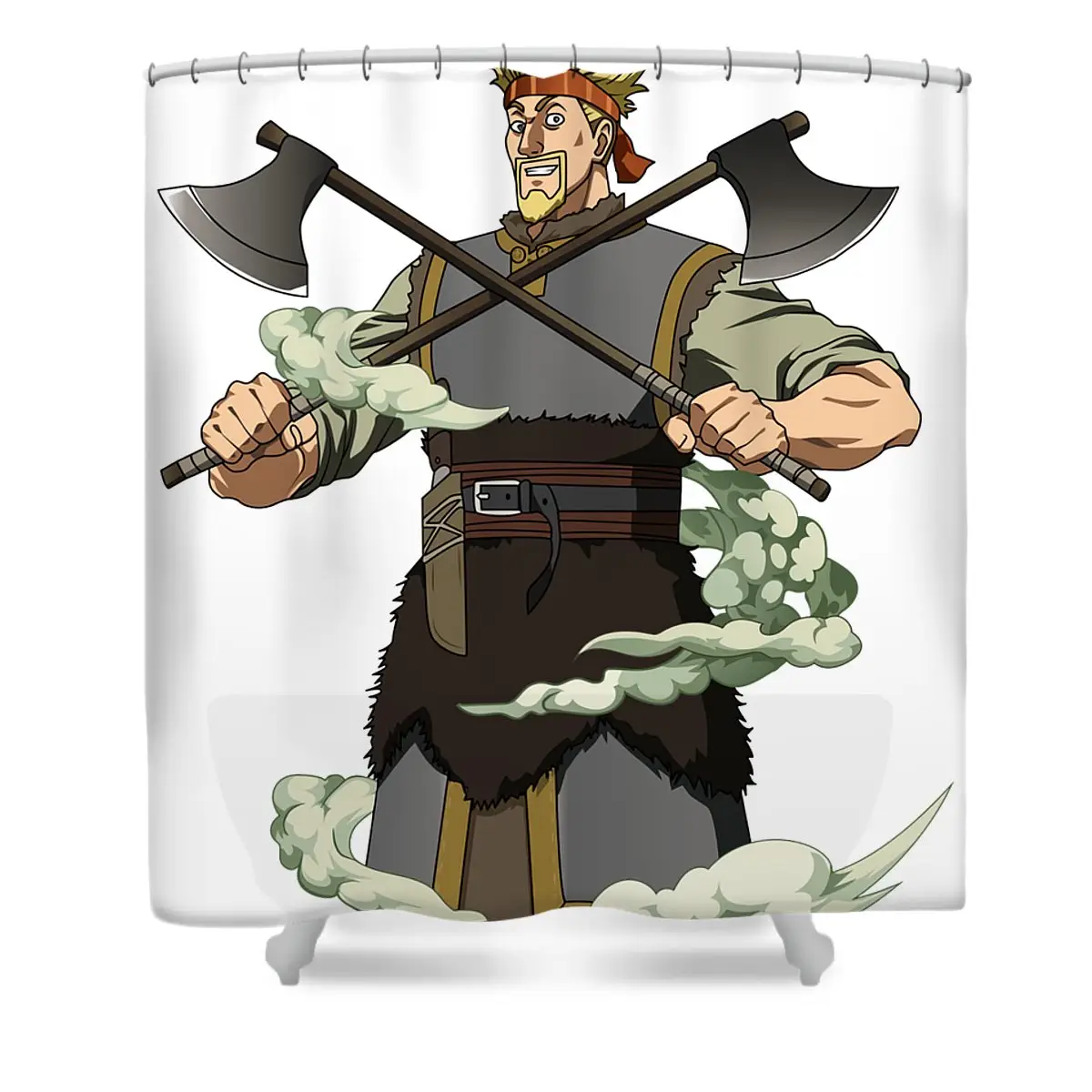 Sparkling Vinland Saga - Thorkell The Tall Retro Shower Curtain | Anime Shower Curtains