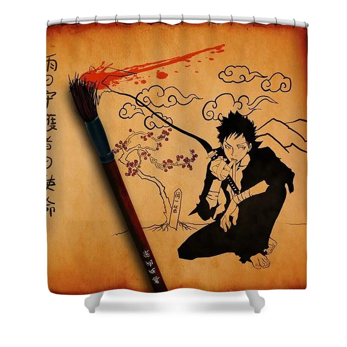 Spectacular Japanese Famous Samurai Champloo Uhd Shower Curtain | Anime Shower Curtains