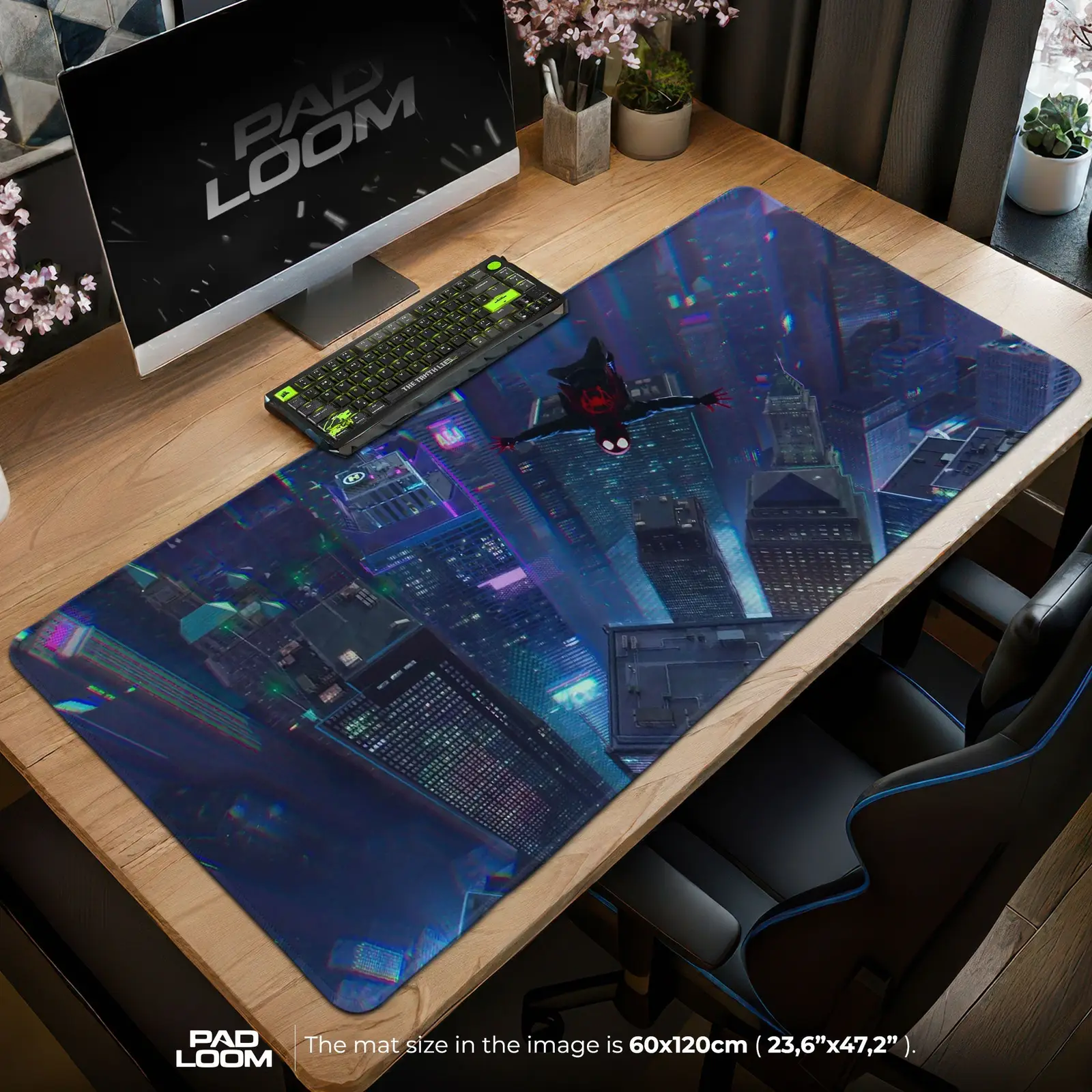 Spider-Verse City Dive Mouse Pad - Neon Skyline Gaming Desk Mat