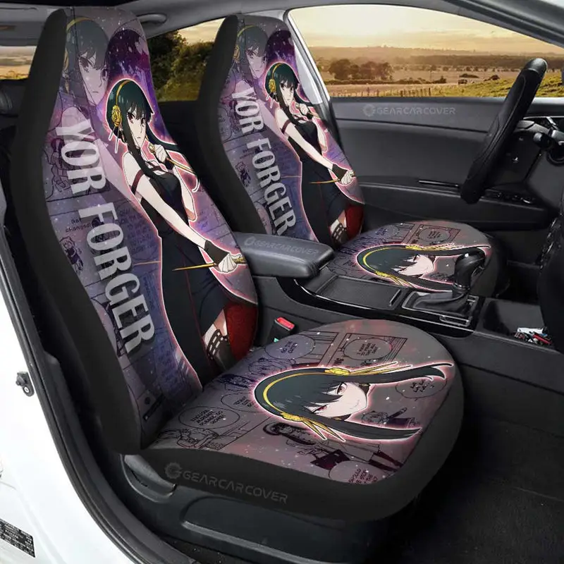 Spy x Family Anime Car Seat Covers Custom Yor Forger Galaxy Style Car Accessories 