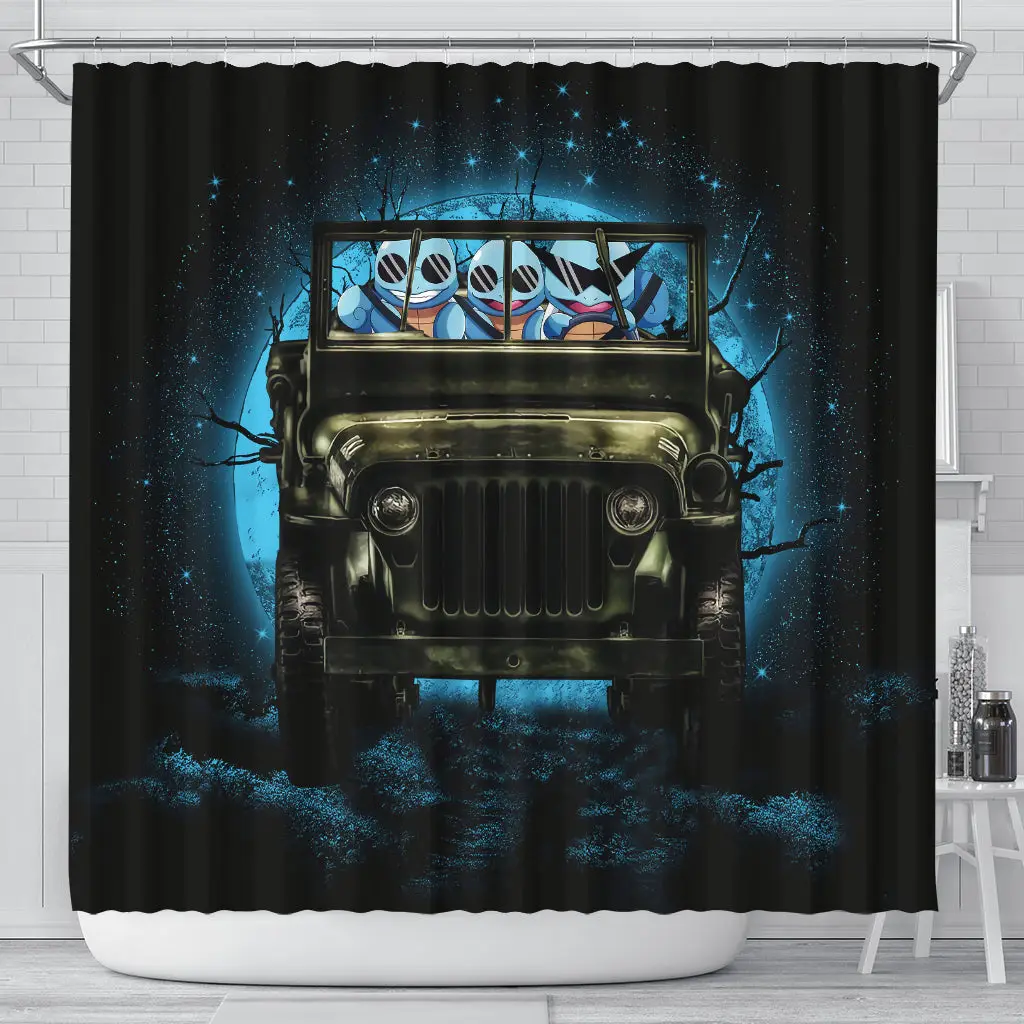 Squirtle Gangster Halloween Moonlight Shower Curtain