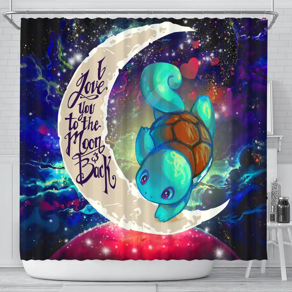 Squirtle Love You To The Moon Galaxy Shower Curtain
