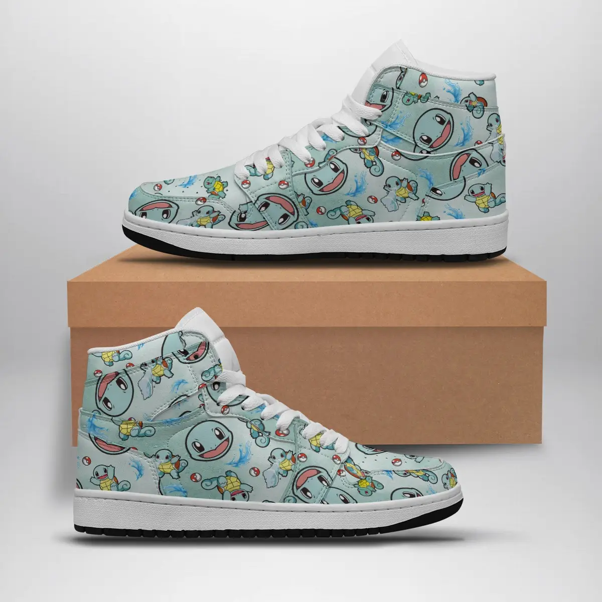 Squirtle Pattern Pokemon Air Jordan 1 Shoes