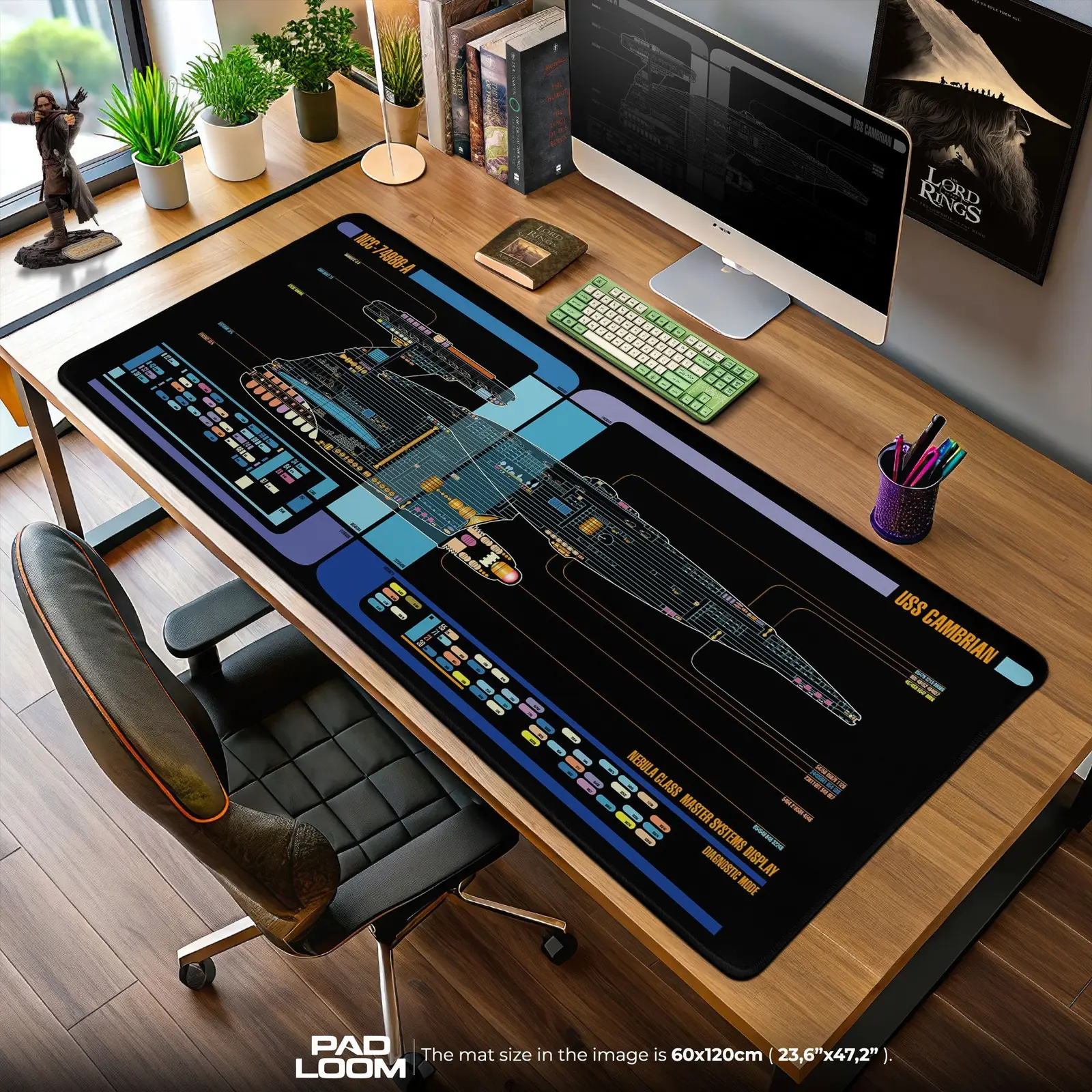 Star Trek Cambrian Mouse Pad, Nebula Class LCARS Gaming Desk Mat
