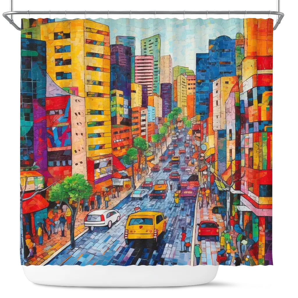 Street Colorfull Cartoon Shower Curtain