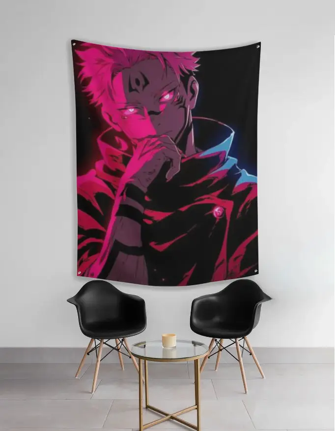 Sukuna tapestry - Neon Aesthetic Wall Art