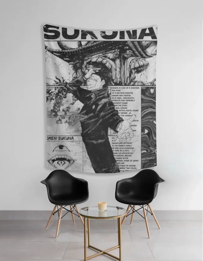 Sukuna tapestry wall hanging - Manga Art