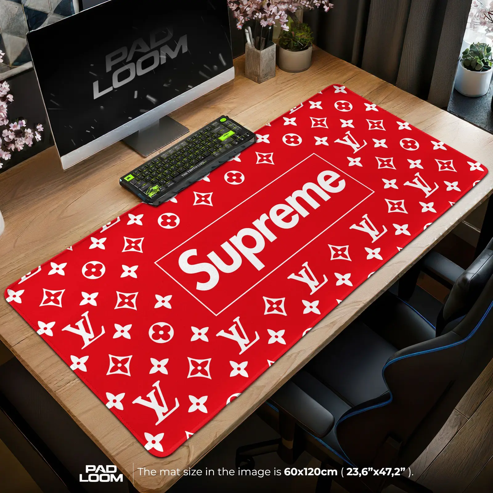 Supreme LV Red Mouse Pad - Luxury Street Desk Mat
