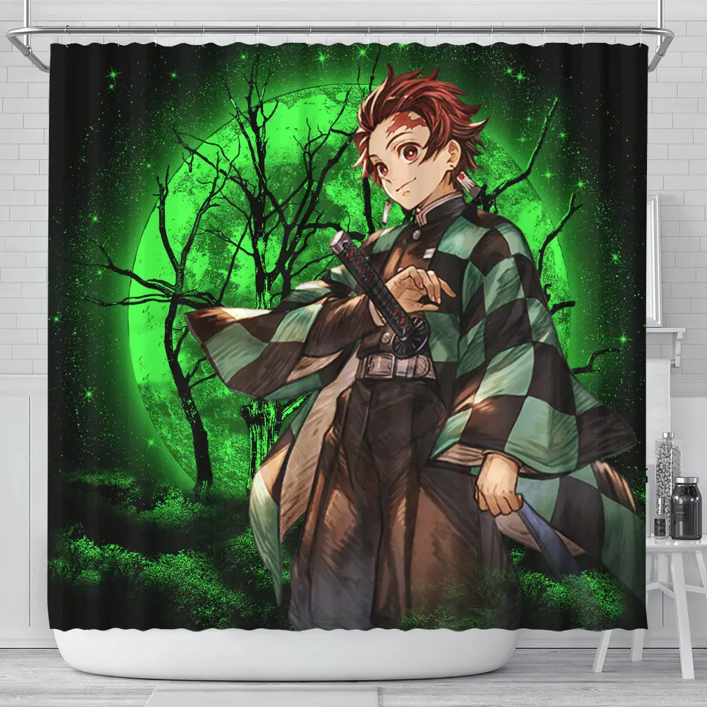 Tanjiro Anime Moonlight Shower Curtain