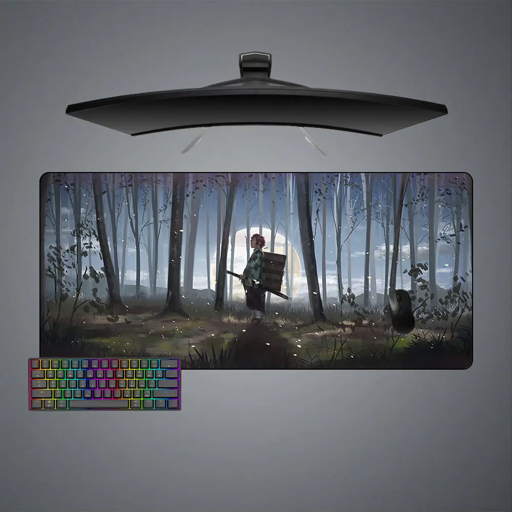 Tanjiro Forest DesignAnime Keyboard Mat Gaming Mouse Pad, Computer Desk Mat