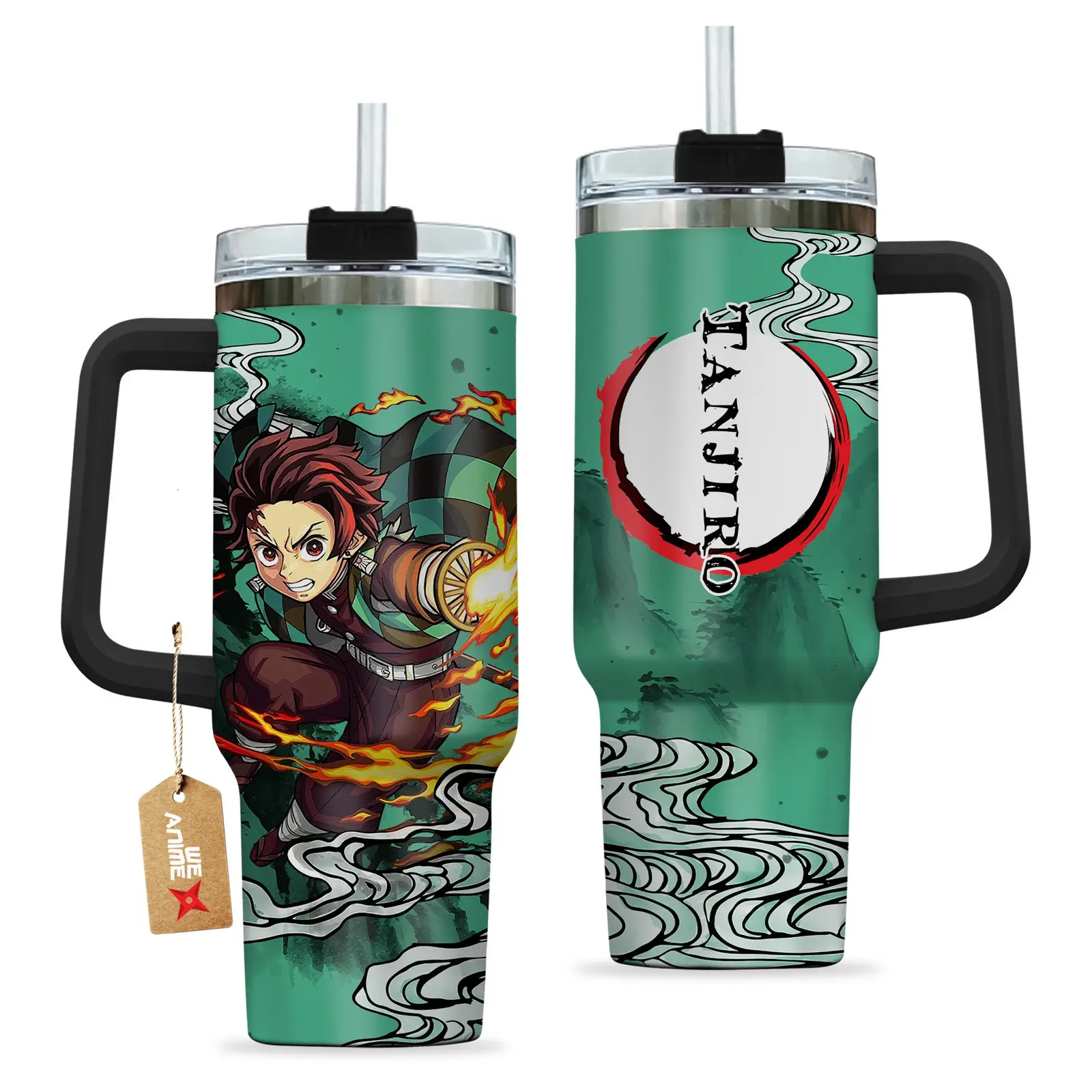 Tanjiro Kamado Kimestu no Yaiba Demon Slayer  Anime Custom Quencher  40oz Stainless Steel Tumbler With Handle HG