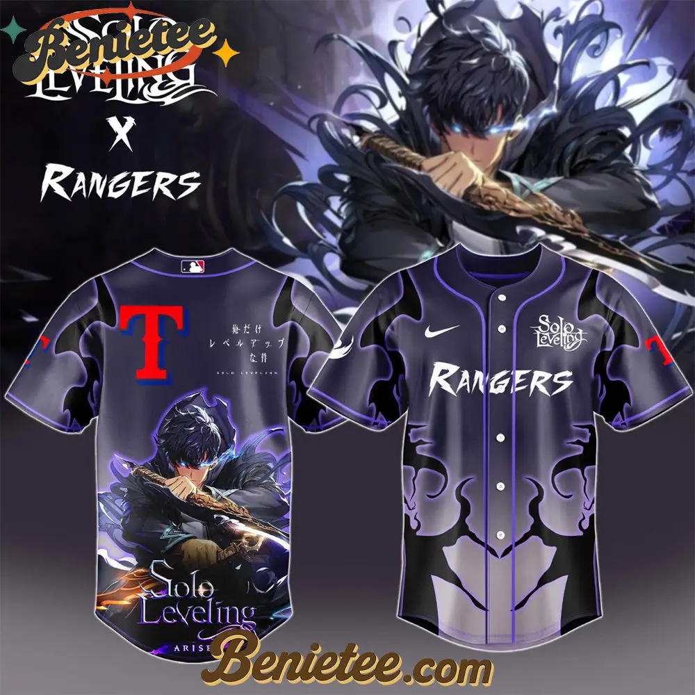 Texas Rangers x Solo Leveling Exclusive Baseball Jersey, Custom Anime Trending, Gift For Anime Lovers - Benietee Shop