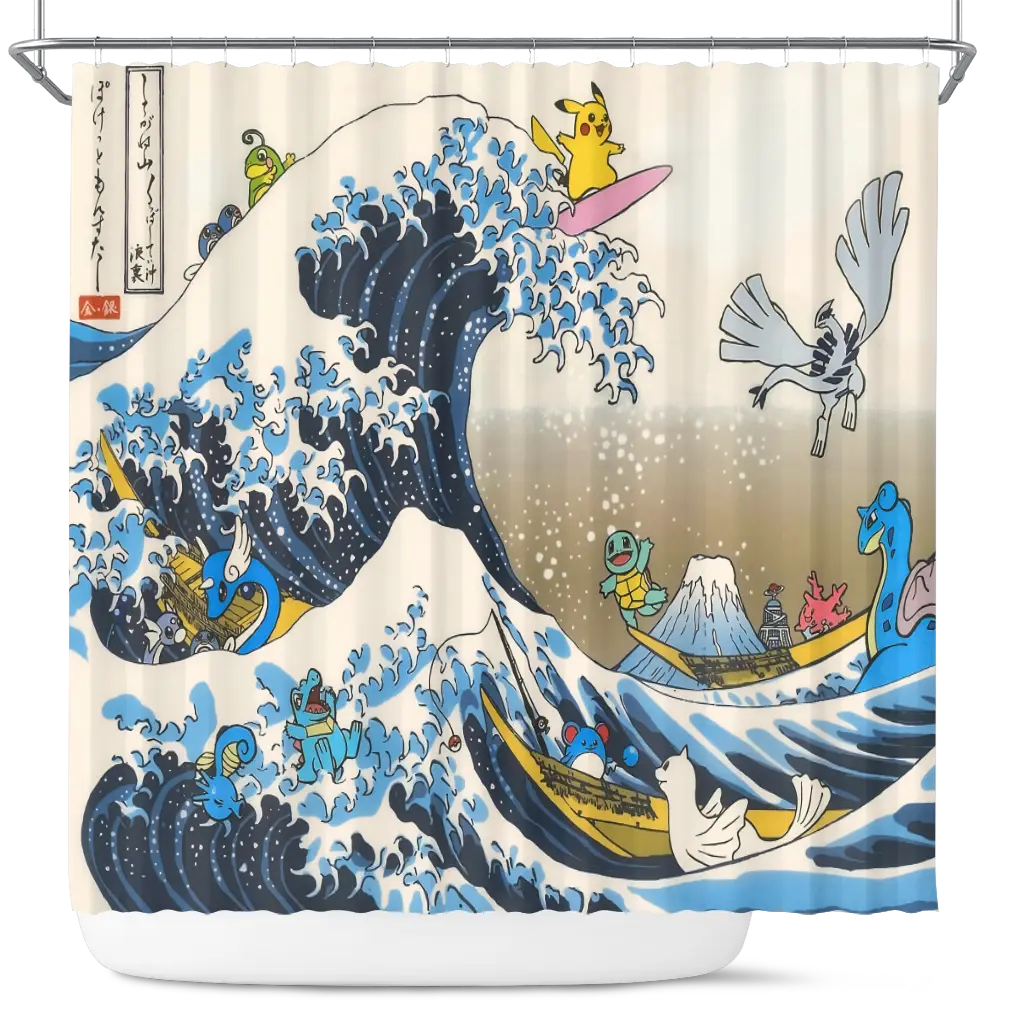 The Great Wave Christmas Shower Curtain