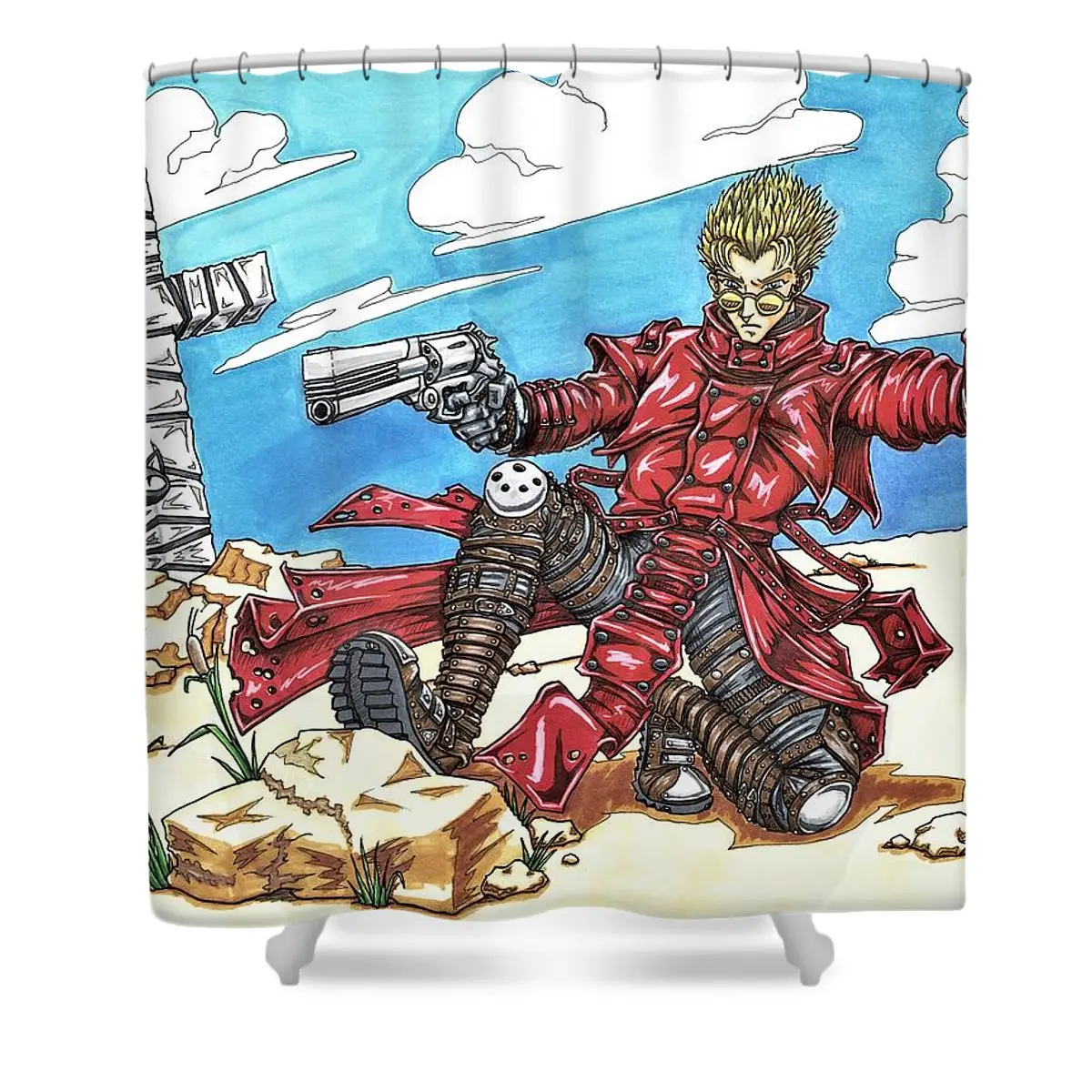 The Humanoid Typhoon Shower Curtain | Anime Shower Curtains