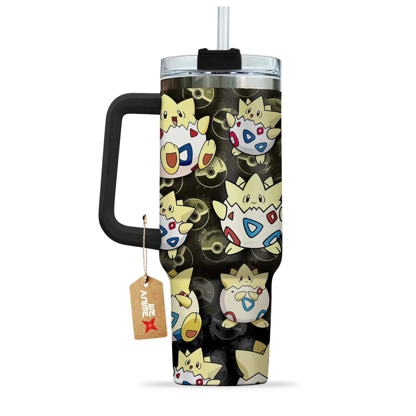 Togepi Pokemon Anime Custom Quencher  40oz Stainless Steel Tumbler With Handle HG
