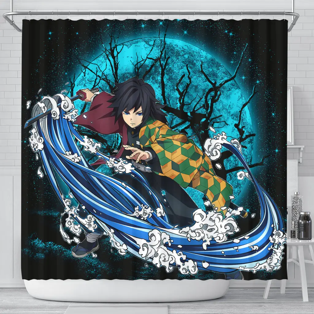 Tomioka Giyuu Anime Moonlight Shower Curtain