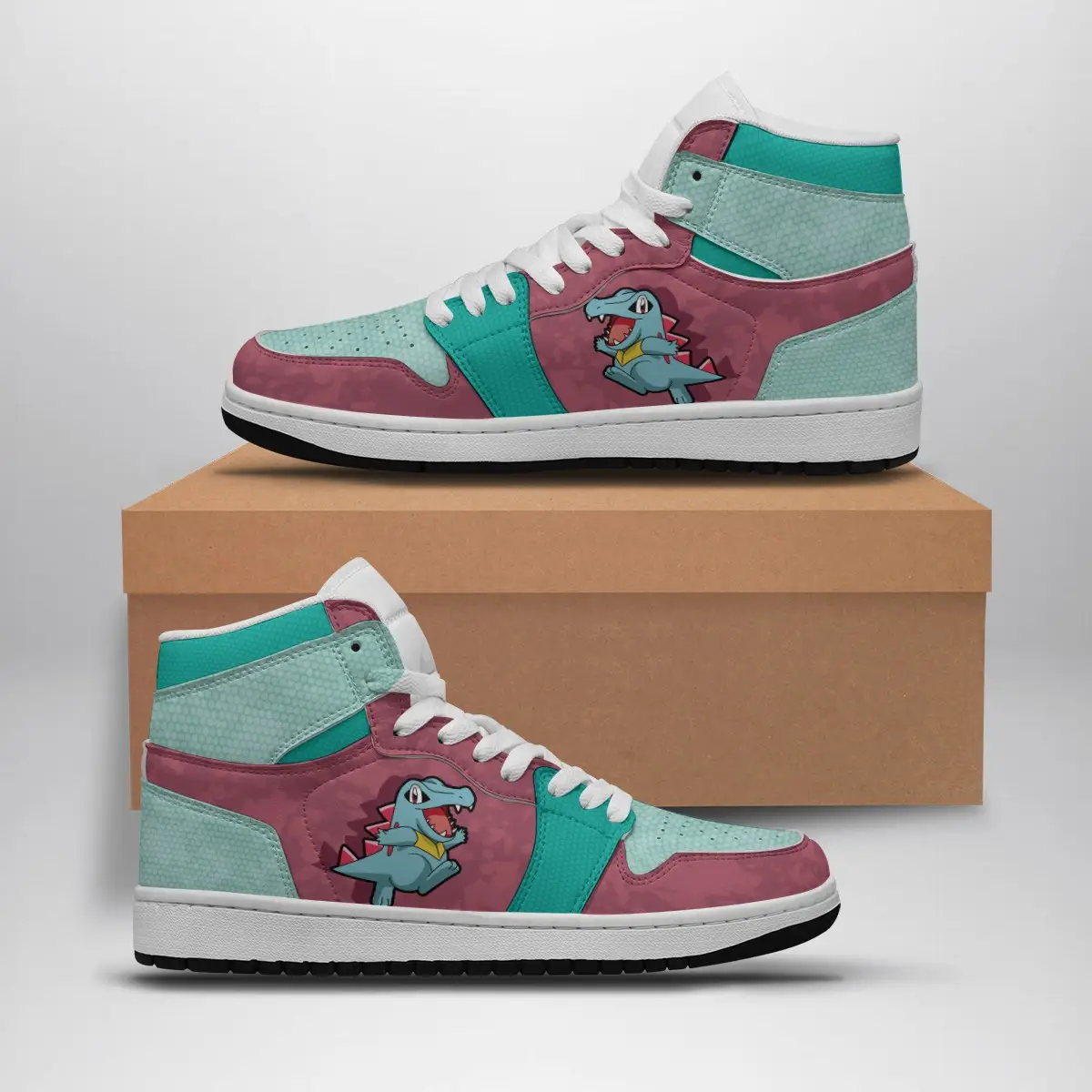 Totodile Attack Pokemon Air Jordan 1 Shoes