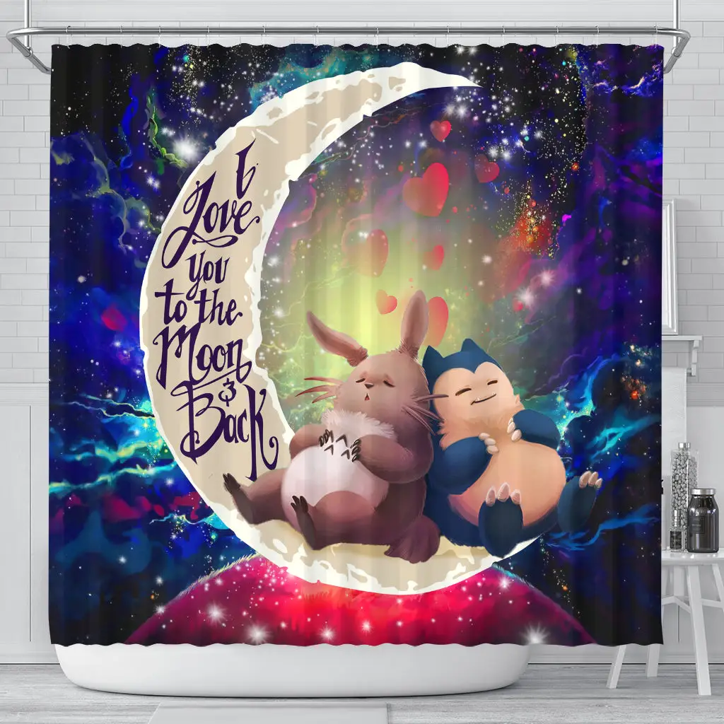 Totoro Ghibli Snorlax Love You To The Moon Galaxy Shower Curtain