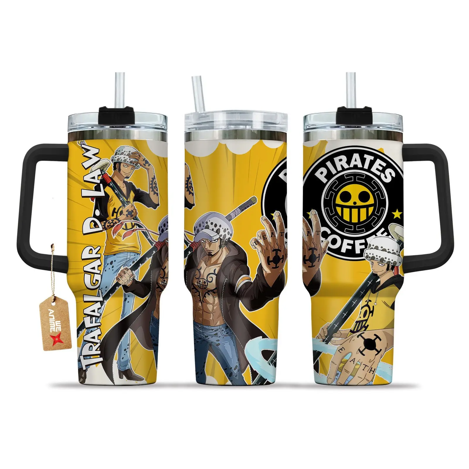 Trafalgar D Law V2 One Piece Anime  Custom Quencher  40oz Stainless Steel Tumbler With Handle HG
