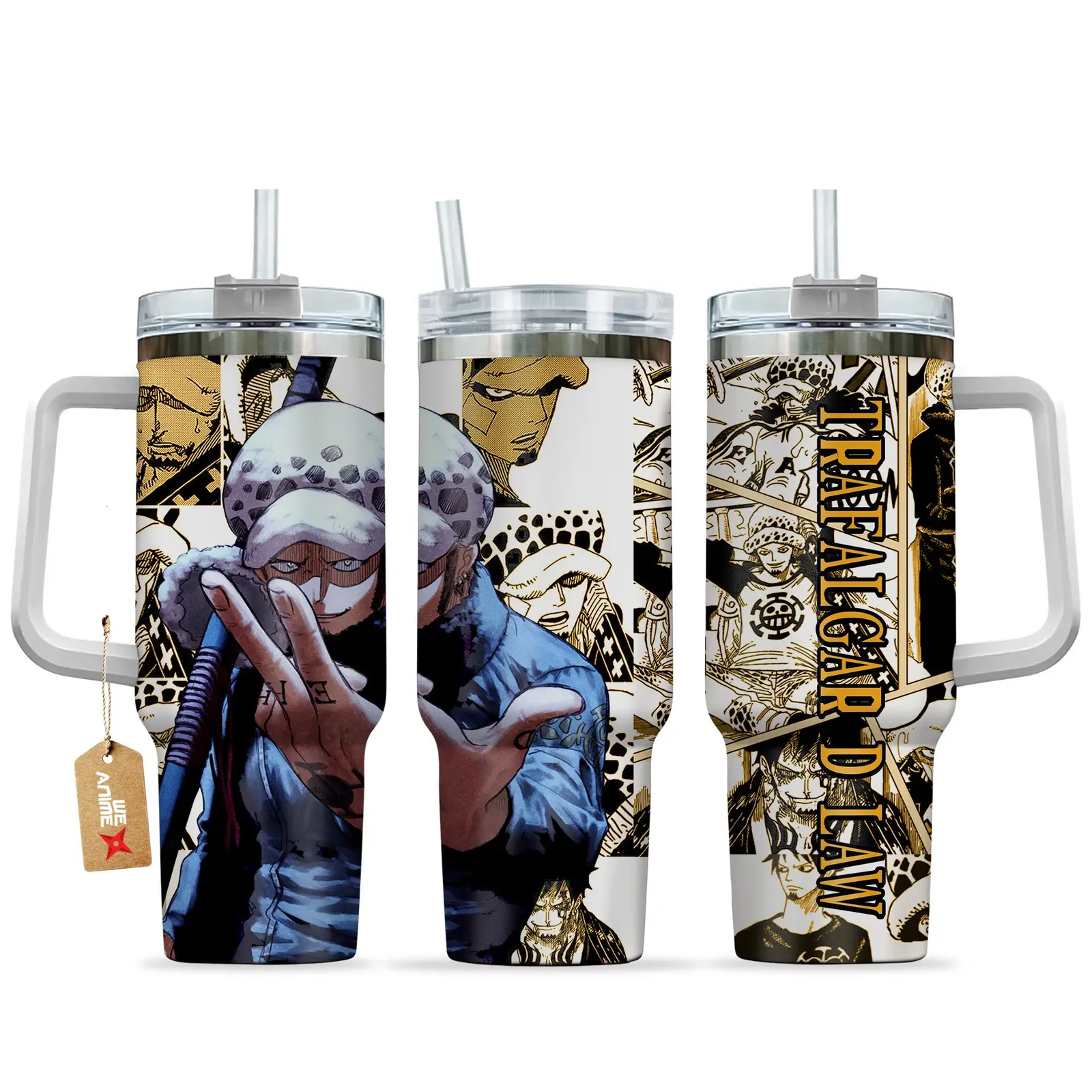 Trafalgar D. Water Law One Piece Anime  Custom Quencher  40oz Stainless Steel Tumbler With Handle HG