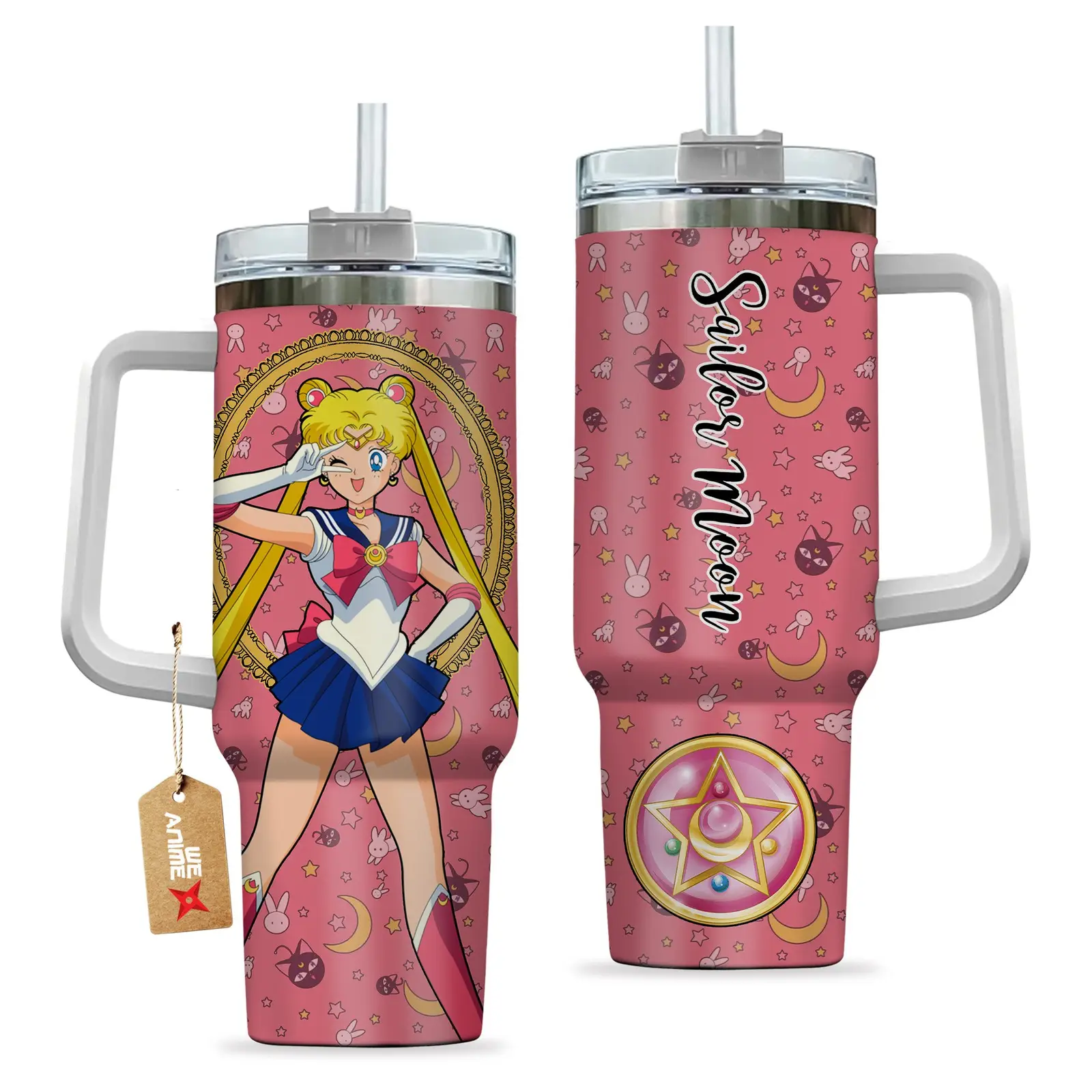 Tsukino UsagiSailor Moon Anime Custom  Quencher   40oz Stainless Steel Tumbler With Handle HG