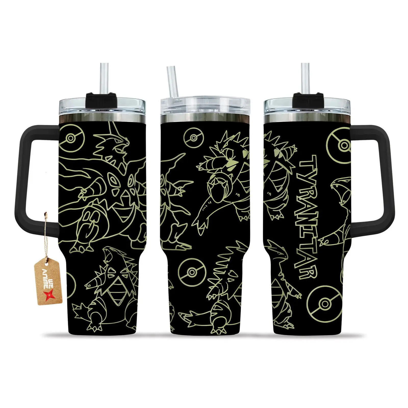 Tyranitar Pokemon Anime  Custom Quencher  40oz Stainless Steel Tumbler With Handle HG