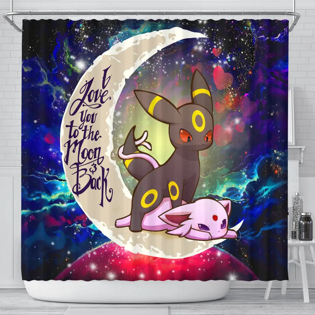 Umbreon Espeon Eevee Evolution Love You To The Moon Galaxy Shower Curtain