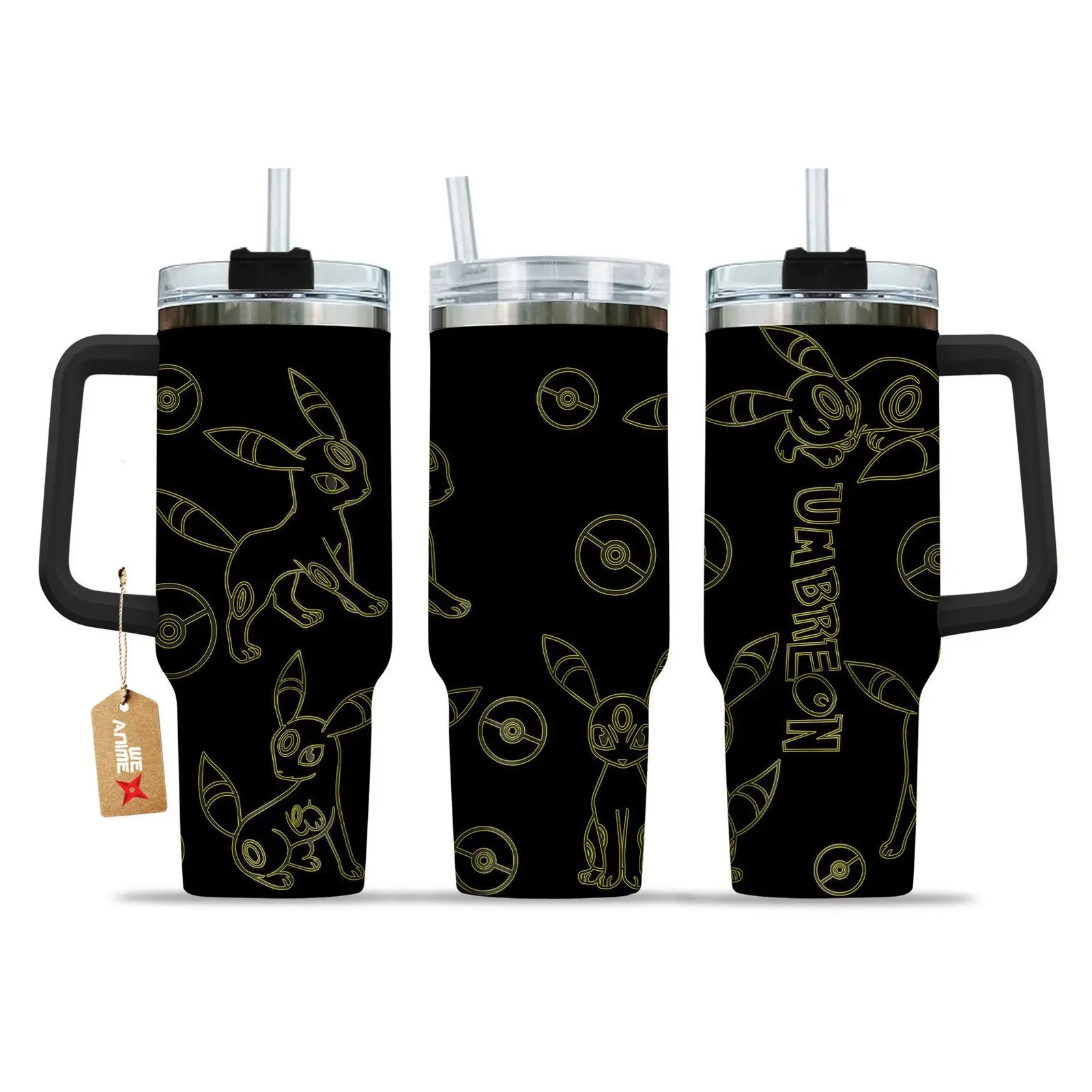 Umbreon Pokemon Anime  Custom Quencher  40oz Stainless Steel Tumbler With Handle HG