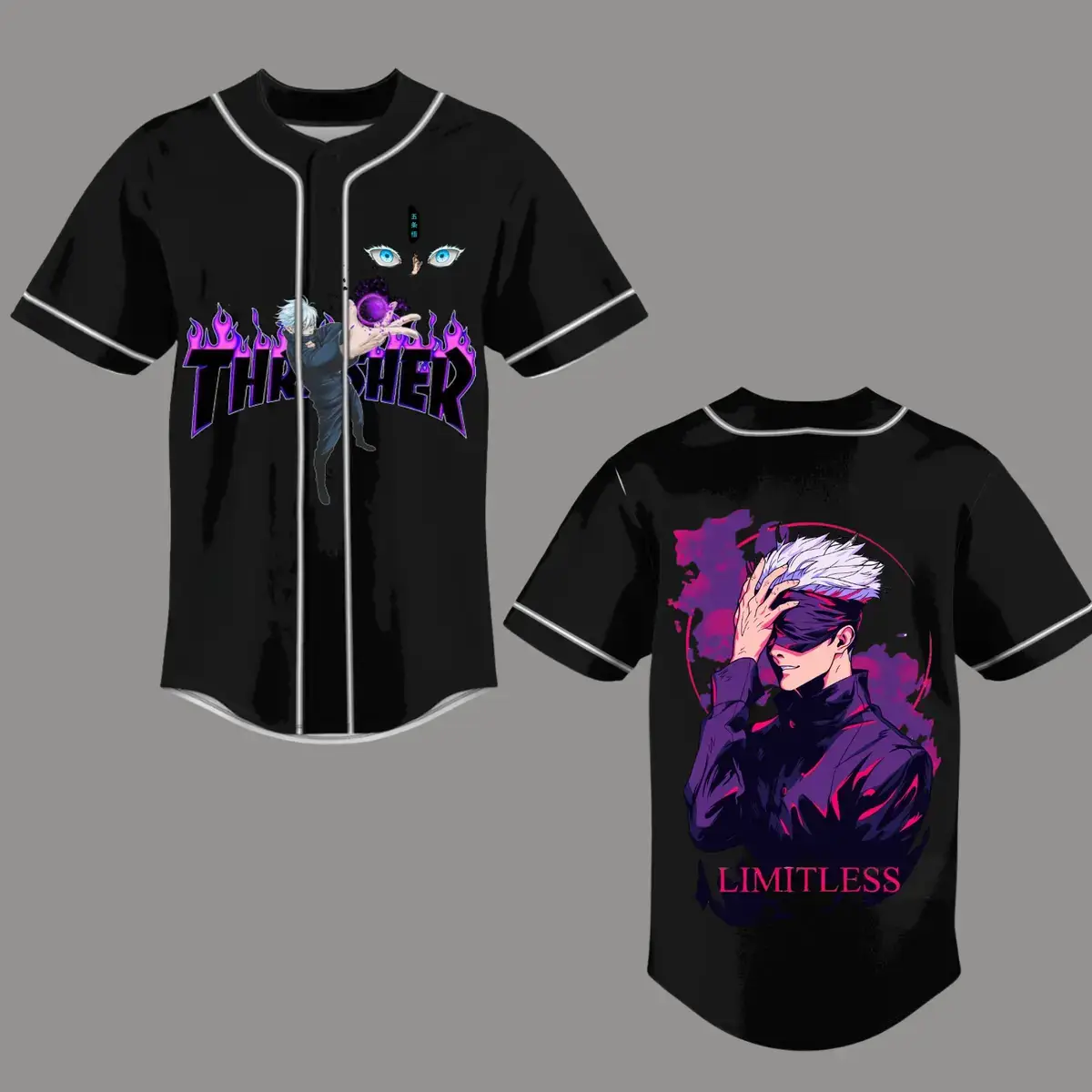 Unisex Jujutsu Kaisen Anime Jersey, Gojo Satoru Baseball Jersey - Benietee Shop