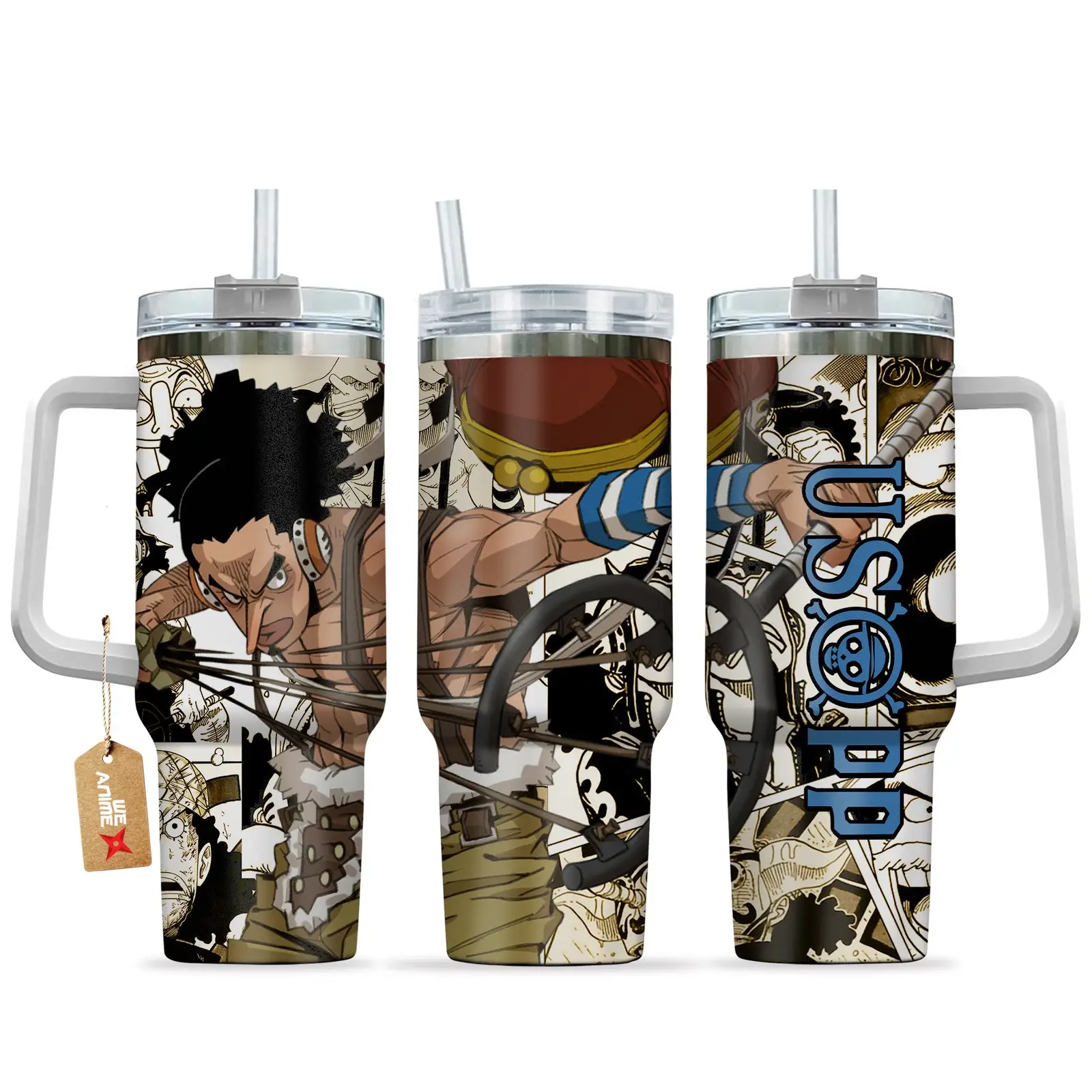 Usopp One Piece Anime  Custom Quencher  40oz Stainless Steel Tumbler With Handle HG