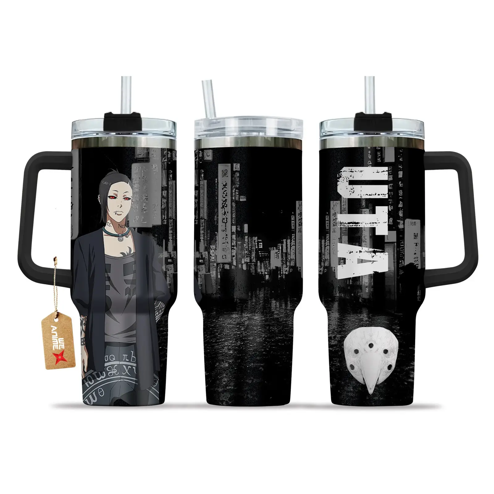Uta Tokyo Ghoul Anime Custom  40oz Quencher Stainless Steel Tumbler With Handle, Best Gift Idea NVA