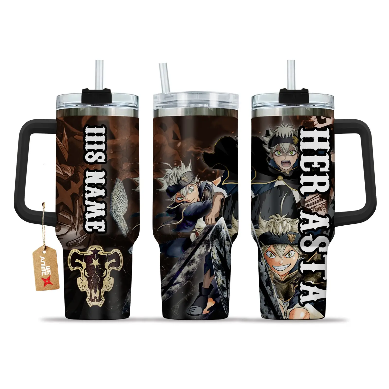 Valentine Her Asta Black Cloer Anime Custom  Quencher   40oz Stainless Steel Tumbler With Handle HG