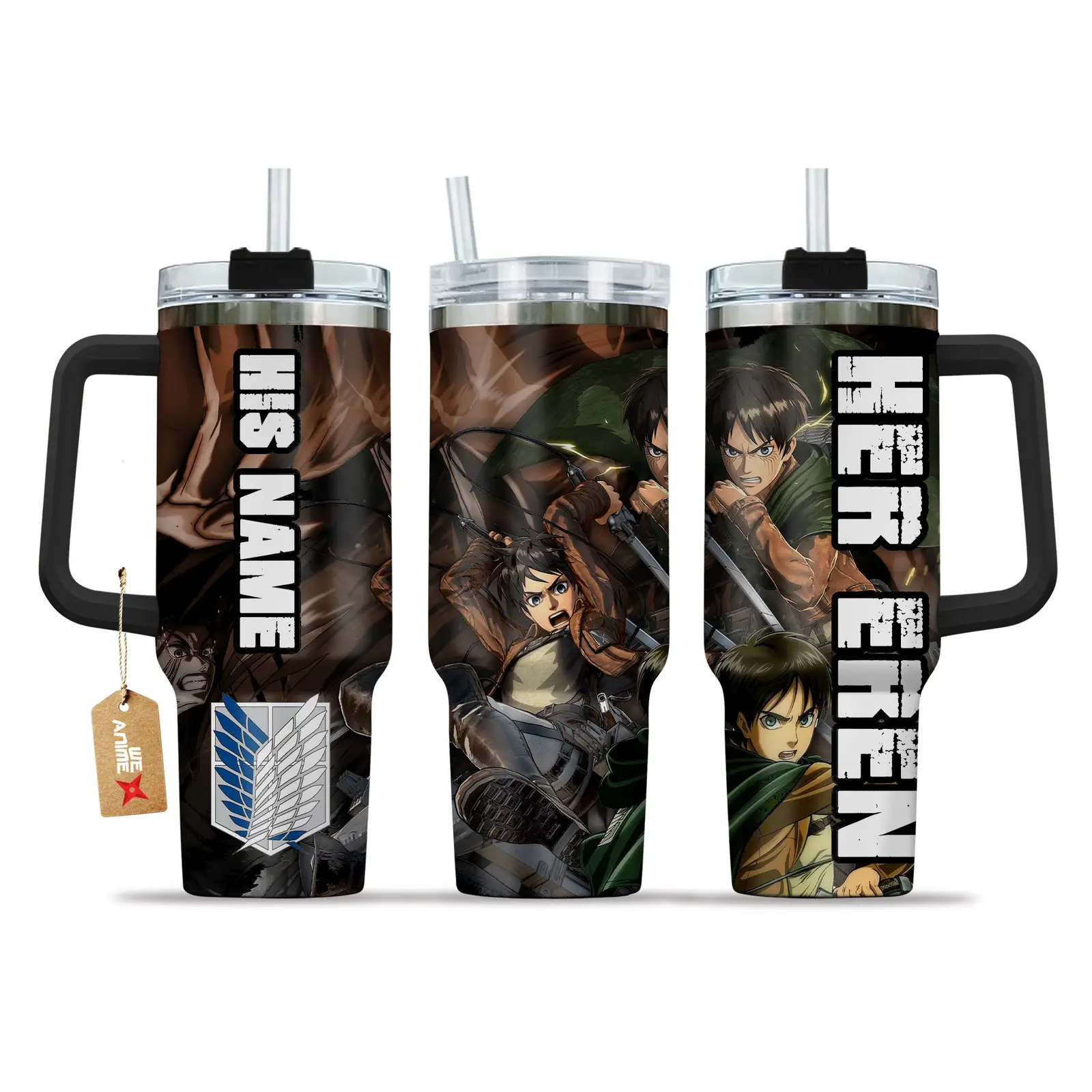 Valentine Her Eren Yeager Attack on Titan Anime Custom  Quencher   40oz Stainless Steel Tumbler With Handle HG